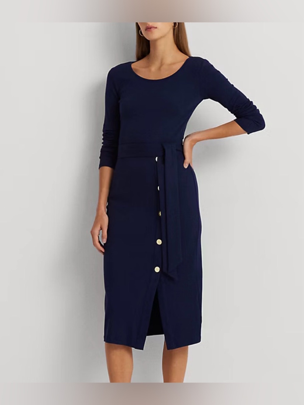Polo Ralph Lauren Women’s Belted Rib-Knit Dress Sz 10 Navy NWT